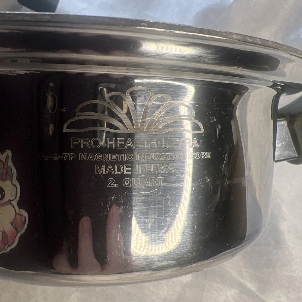 3pc Pro-Health Ultra 19-9-7P Magnetic Induction Core Saucepan Insert Lid 2qt